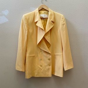 VINTAGE ESCADA yellow wool ruffle blazer